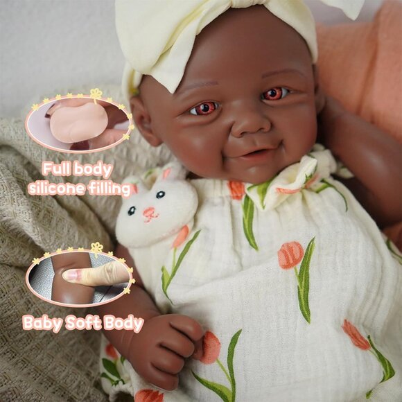 16.5 inch Realistic Full Body Silicone Open Eyes Newborn Leilani-tan Baby Girl - Picture 5 of 6